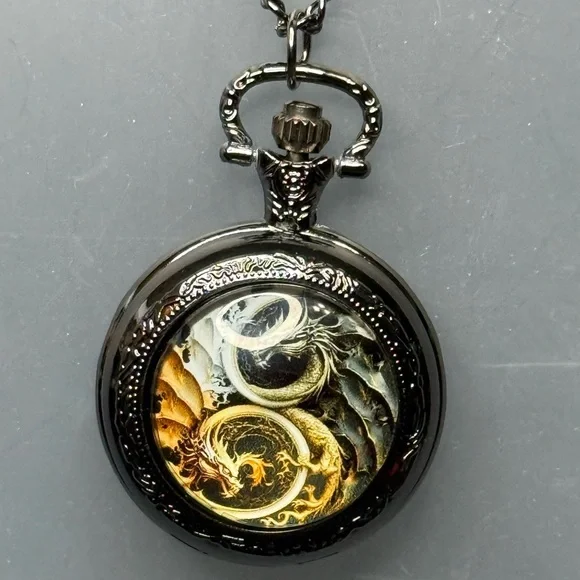Steampunk Dragon NWT Pocket Watch Necklace - Picture 3 of 8